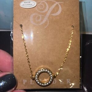 Plunder Gold-Tone Circle Necklace with Gem Accent